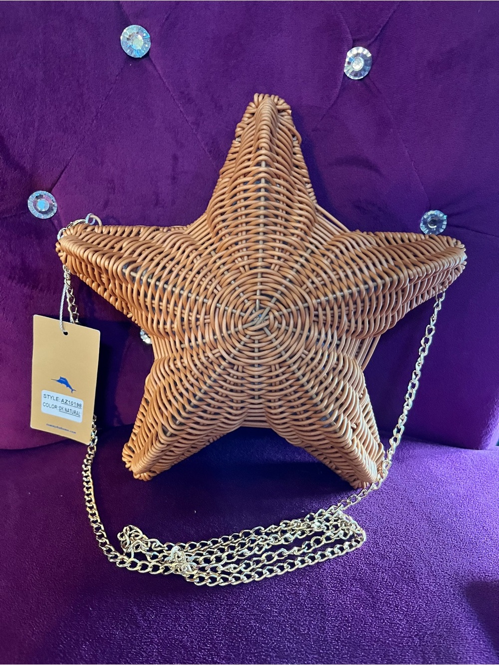 Tommy Bahama STAR Wicker SHOULDER Bag Brown WOVEN Chain Detachable NEW - Picture 8 of 12